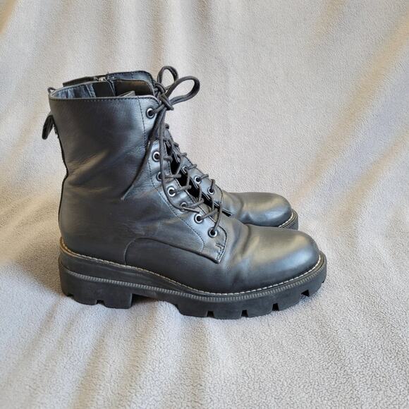 SAM EDELMAN GARRET Shoes Boots Womens 8 Combat Leather Lace Up Inner Zip Motor - Picture 8 of 14
